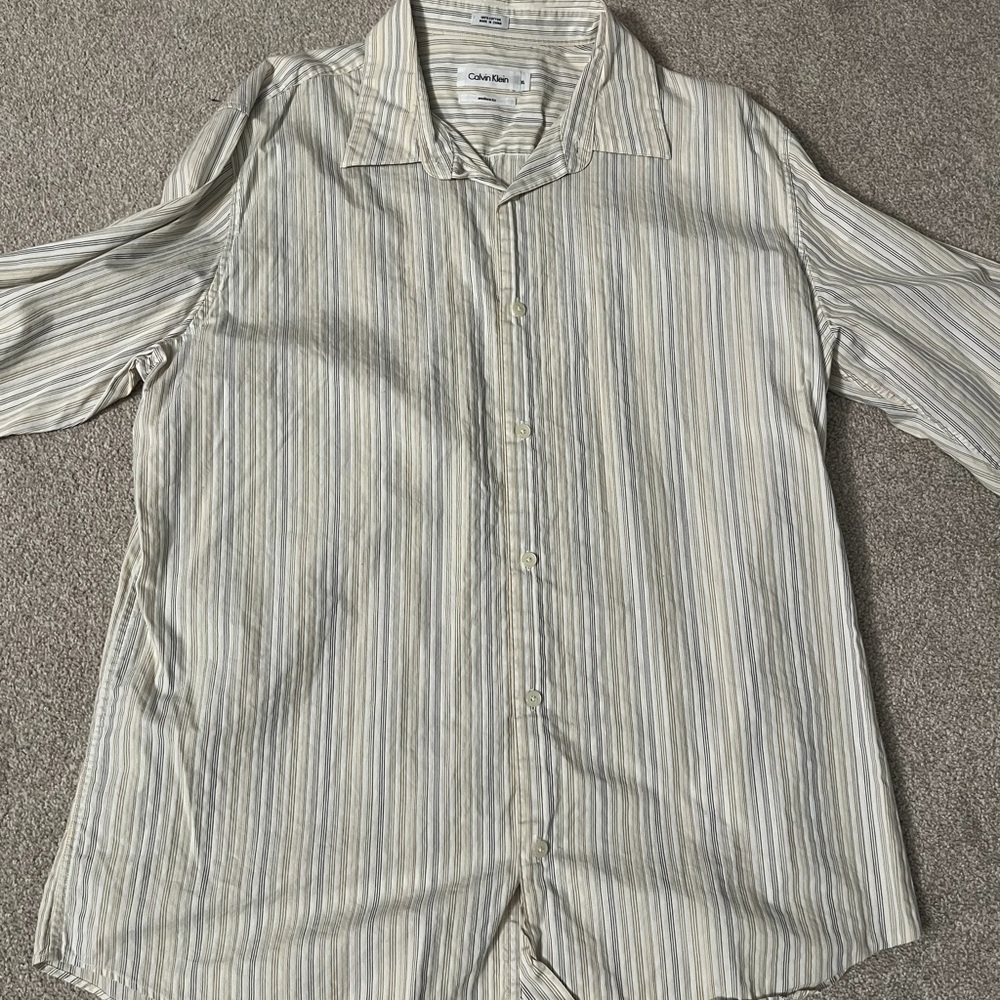 Calvin Klein Men's Beige Striped Shirt